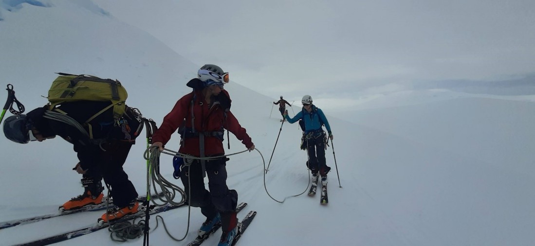 Rope management for safe glacier travel (Credit, Richard Simpson)